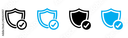 Shield Protected Icon Multiple Style Vector Illustration 