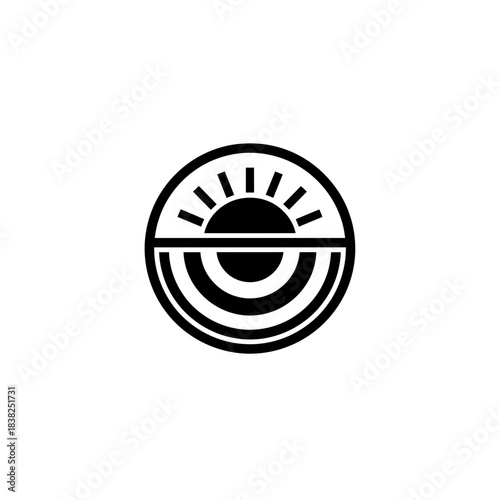 Circular emblem sun and crops icon vector illustration