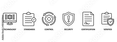 ISO27001 banner web icon vector illustration concept for information security management system (ISMS) with an icon of technology, standards, control, security, certification, and verified 