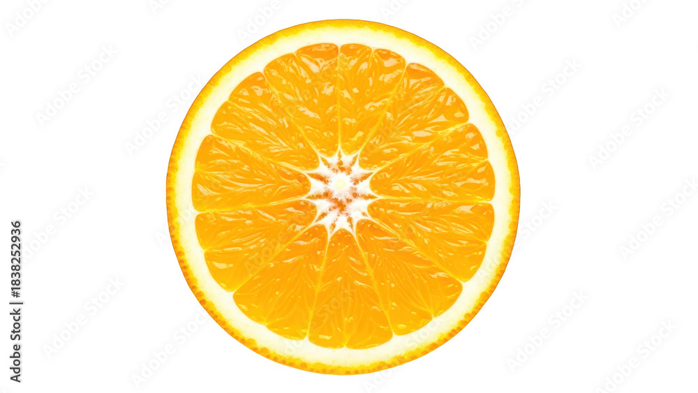 Fototapeta premium Fresh orange slice isolated on transparent background