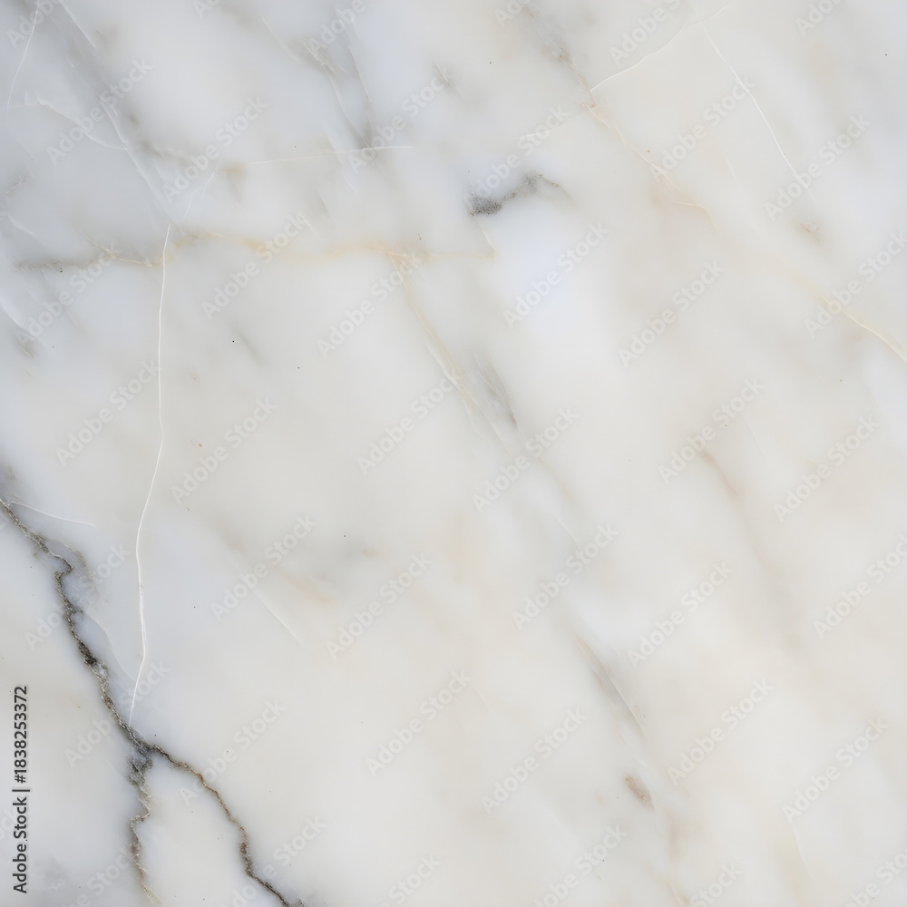Fototapeta premium Close-up of white marble texture with natural veins and subtle gray and beige patterning used for backgrounds or interior surfaces