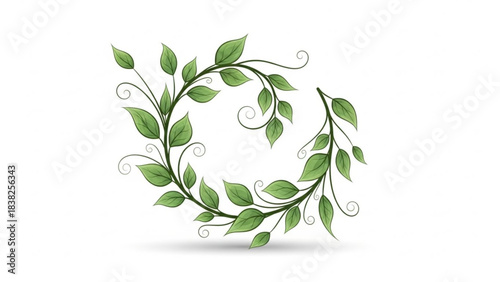 Elegant Green Spiral: A graceful, swirling spiral of vibrant green leaves and delicate vines, embodying growth and renewal.