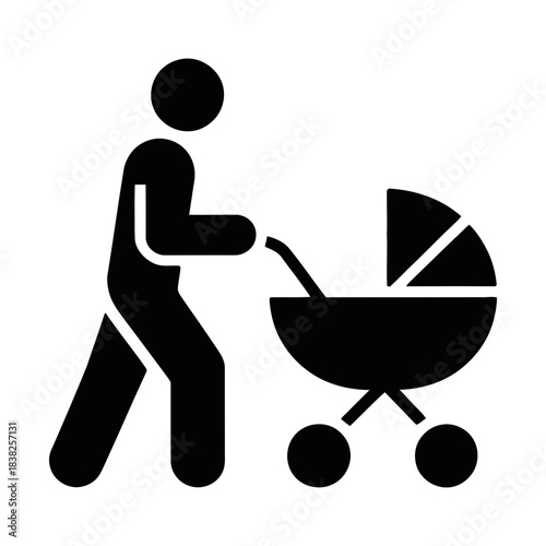 man pushing stroller glyph icon