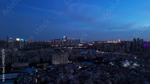 Foshan Night Skyline - Aerial City Scene Chancheng District