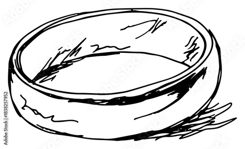 Simple wedding ring or engagement band sketched in hand drawn style isolated on white background vector illustration