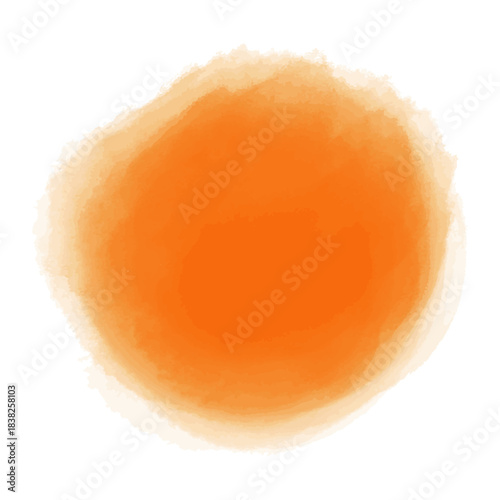 オレンジの水彩にじみ丸形イラスト /Orange Watercolor Stain Circle Illustration