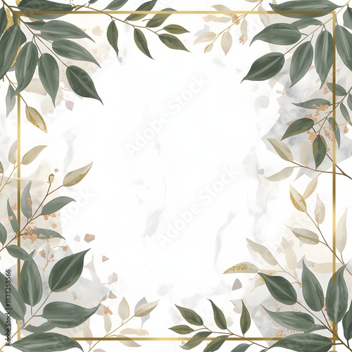 Marble Botanical Gold Frame