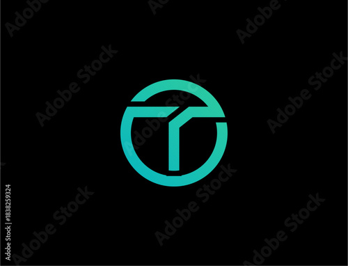 Free Download Abstract green letter t logo on black - GFXLoad