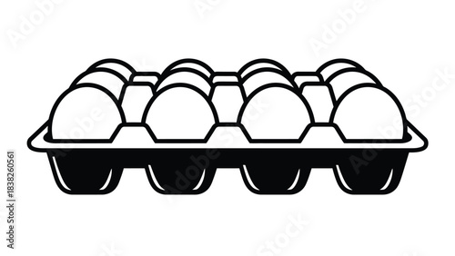 Black Silhouette of a Carton of Eggs egg carton food