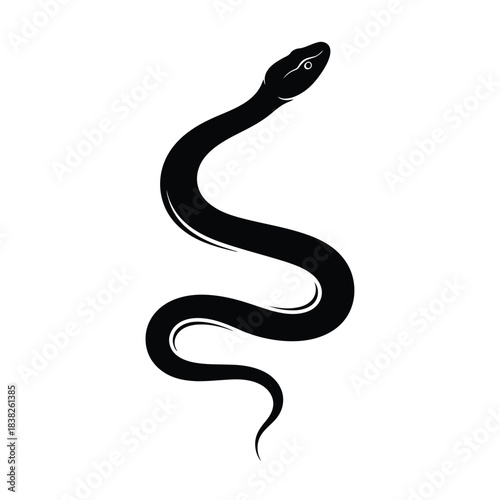 Black silhouette of a coiled snake serpent reptile
