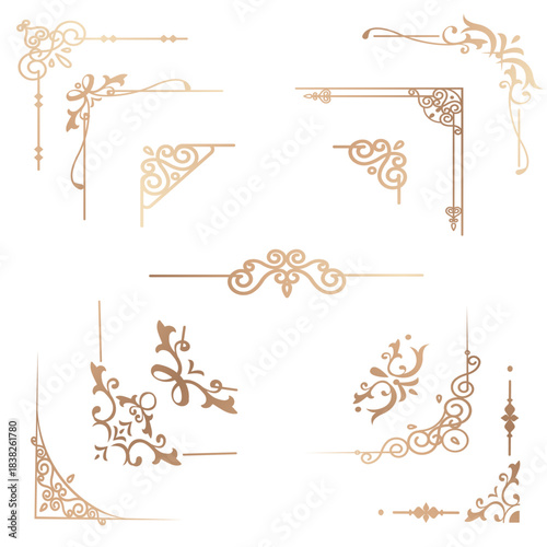 Elegant Ornament Collection: An ensemble of ornate gold-toned embellishments, each an epitome of refined design, offering versatile decorative possibilities. 