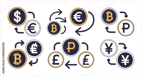 Set of ten dollar coin icons with and without check mark showing secure transaction symbol