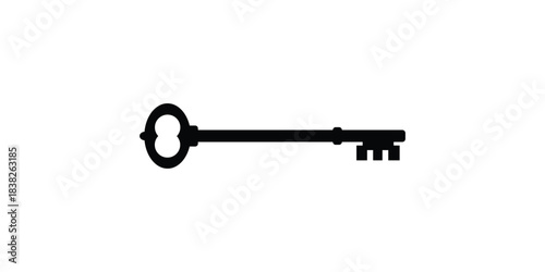 Old door key vector icon illustration isolated on white background