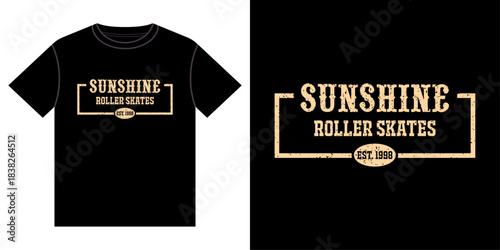 retro roller skating vintage t-shirt design with colorful skate illustration in 80s retro graphic style. t-shirt design.