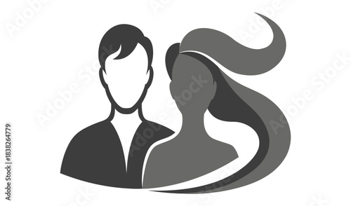 Stylized silhouette of a man and woman together