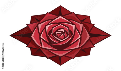 Geometric red rose mandala design