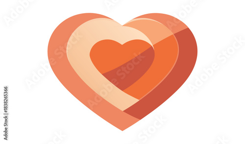 Layered heart shape with warm orange and peach tones