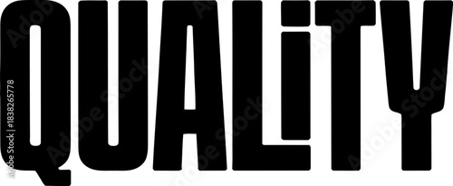 Bold black word quality on white background text typography 1