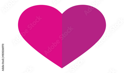 Simple flat design pink heart icon with shadow effect