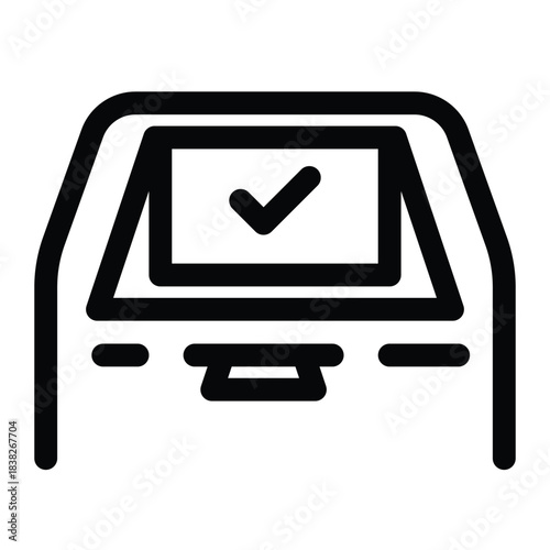 Outline ATM icon for cash withdrawal, banking, and finance terminal.