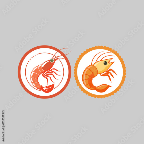 Shrimp and Prawn Seafood Stickers Set