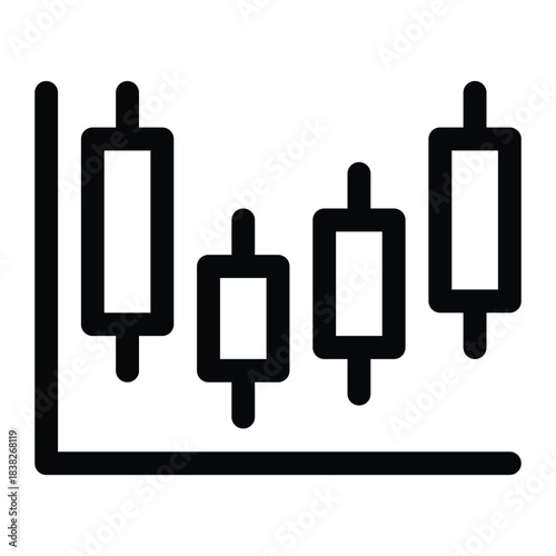 Outline stocks icon for market trading, shares, equity, and finance invest.