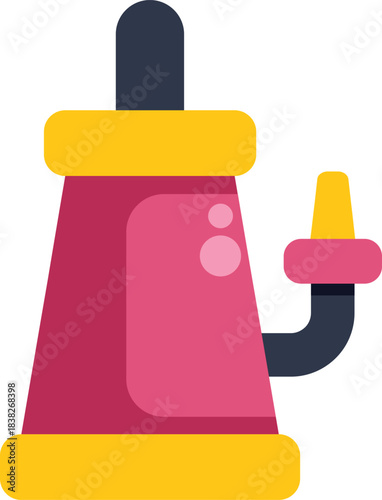 Cartoon illustration of a modern water pump extracting clean water with a pipe and valve