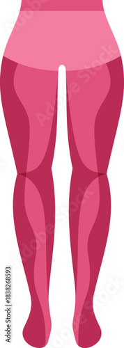 Woman legs wearing pink tights rear view illustration on white background