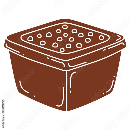 Delicious Brownie Dessert in a Square Mold with Sprinkles Top View Chocolate Goodies