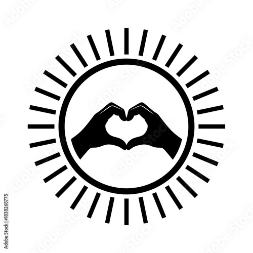 Four corner hands creating shared center heart vector illustration