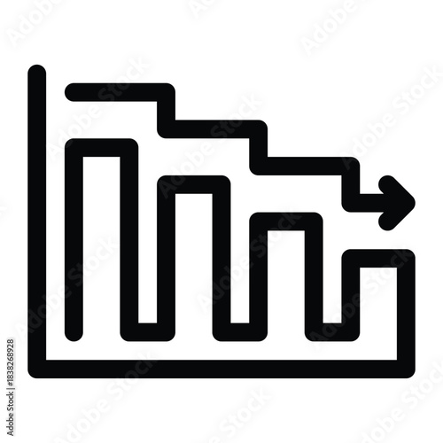 Outline loss icon for negative, deficit, decline, and financial decrease