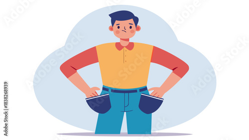 confident cartoon man with hands in pockets