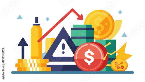 Financial warning signs and market volatility illustration