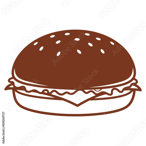Delicious hamburger with lettuce and cheese on a toasted bun vector illustration design concept
