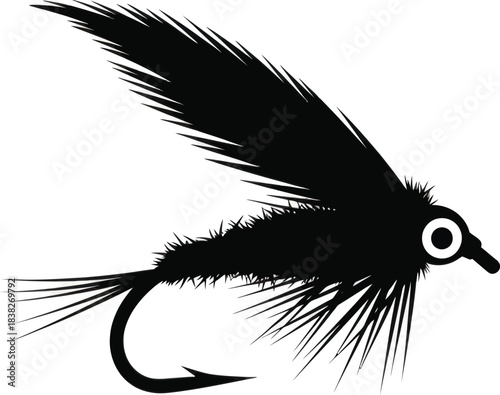 Fishing Fly Lure Vector Silhouette