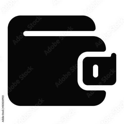 Solid wallet icon for money, cash, payment, and finance storage.