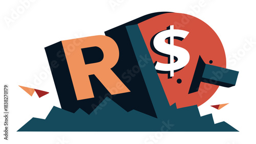 recession crisis concept with crashing red arrow and dollar sign