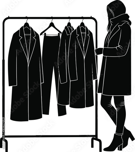 Woman choosing clothes fashion shopping silhouette