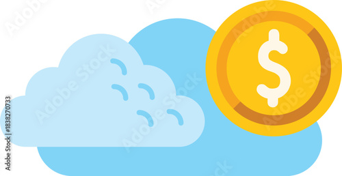 This vector illustration symbolizes the concept of cloud computing costs