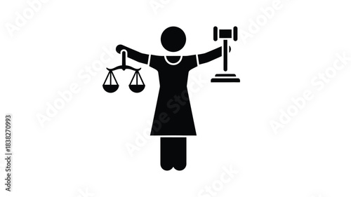 Justice and the law a symbolic representation in black silhouette