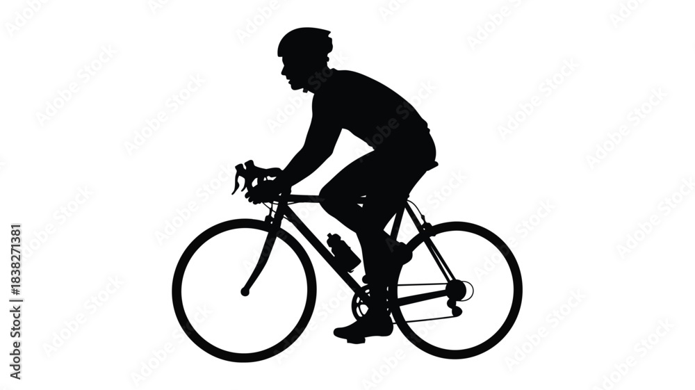 Obraz premium A cyclist riding a road bike in a black silhouette