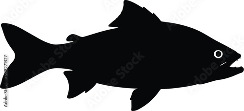 Silhouette of a fish swimming with sharp teeth