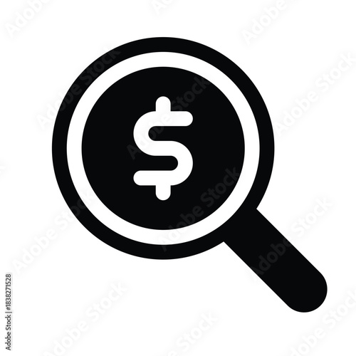 Solid budget icon for finance plan, saving, expense allocation, and control.