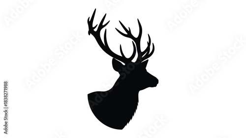 Majestic deer with large antlers a striking black silhouette