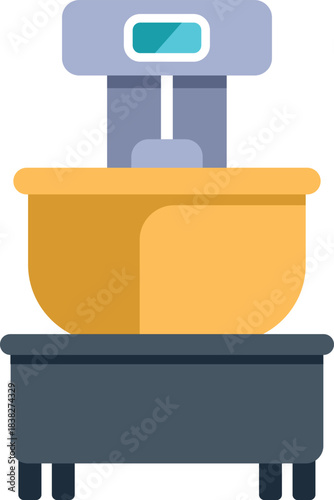 Professional dough mixer is mixing ingredients in a large bowl, ready to be used for baking bread, pastries, and other delicious treats