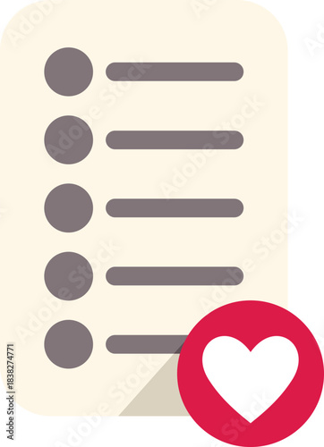 Wish list is showing favorite items or products with heart icon