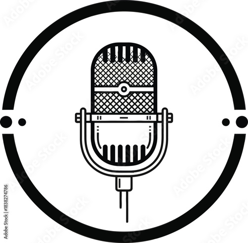 Retro Microphone Icon Vintage Audio Equipment Vector
