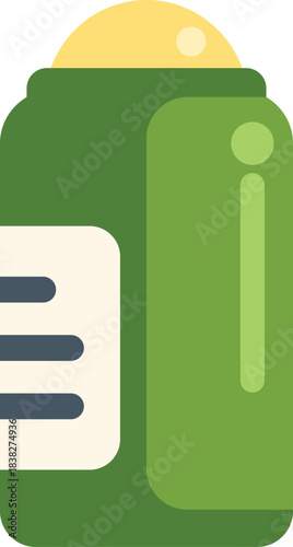 This vector graphic depicts a green roll on deodorant stick, highlighting its role in personal care
