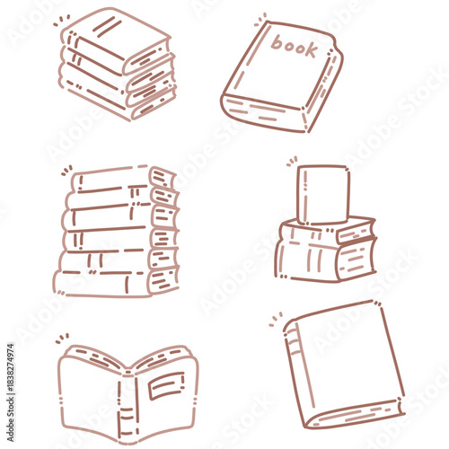 Line art vector set of books 