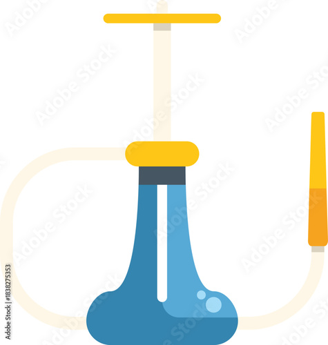 Minimalist vector illustration featuring a blue hookah with yellow details, evoking relaxation and leisure